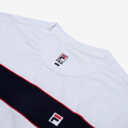 Fila White Line Functional Color - Miesten Poolopaita - Valkoinen | FI-72054